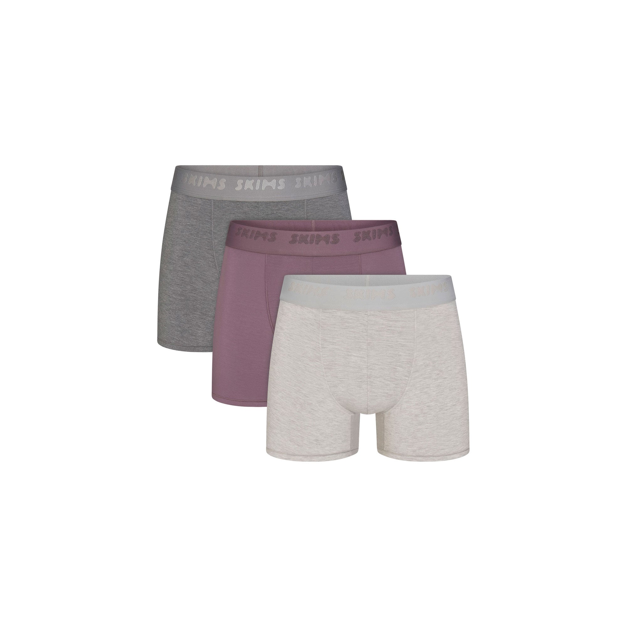 SKIMS STRETCH MENS 3" BOXER BRIEF 5-PACK | IRIS HEATHER MULTI FLAT ON A WHITE BACKGROUND | FLT @ | FOCUS: 0.0, 1.0, 0.9