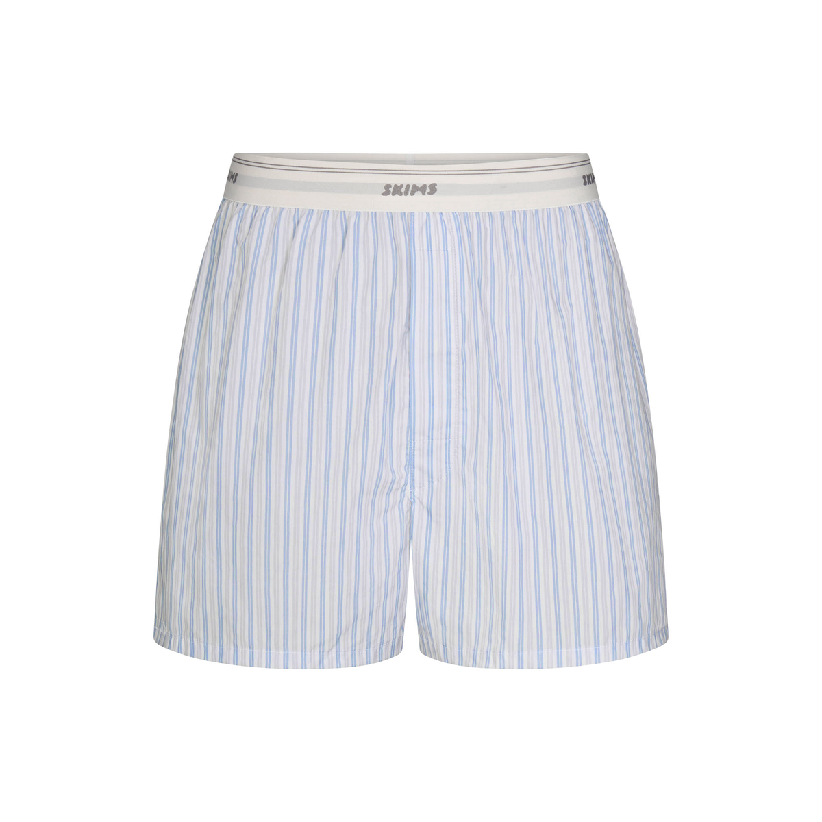 COTTON POPLIN MENS LOGO BAND BOXER | PLATINUM DOUBLE STRIPE FLAT ON A WHITE BACKGROUND | FLT