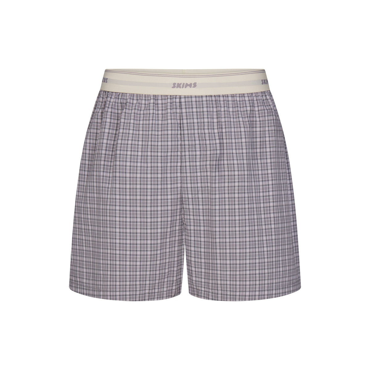 COTTON POPLIN MENS LOGO BAND BOXER | FULL MOON CHECK FLAT ON A WHITE BACKGROUND | FLT