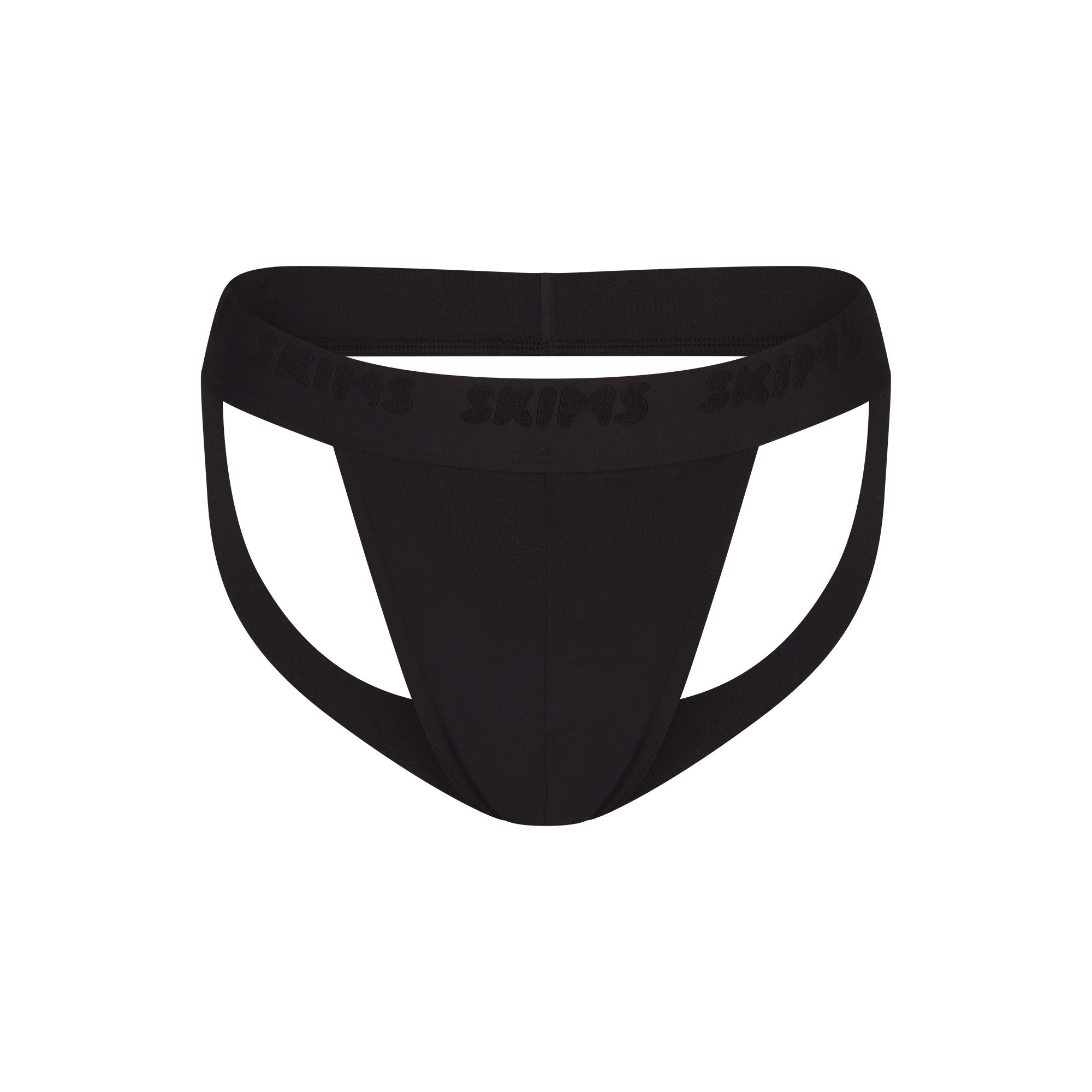 SKIMS STRETCH MENS JOCKSTRAP | OBSIDIAN FLAT ON A WHITE BACKGROUND | FLT
