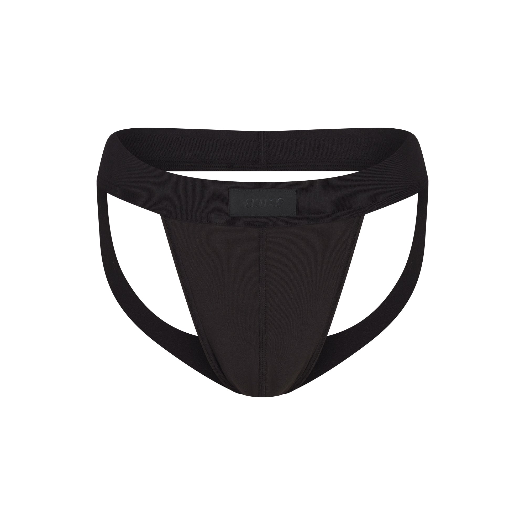 SKIMS COTTON MENS JOCKSTRAP | ONYX FLAT ON A WHITE BACKGROUND
