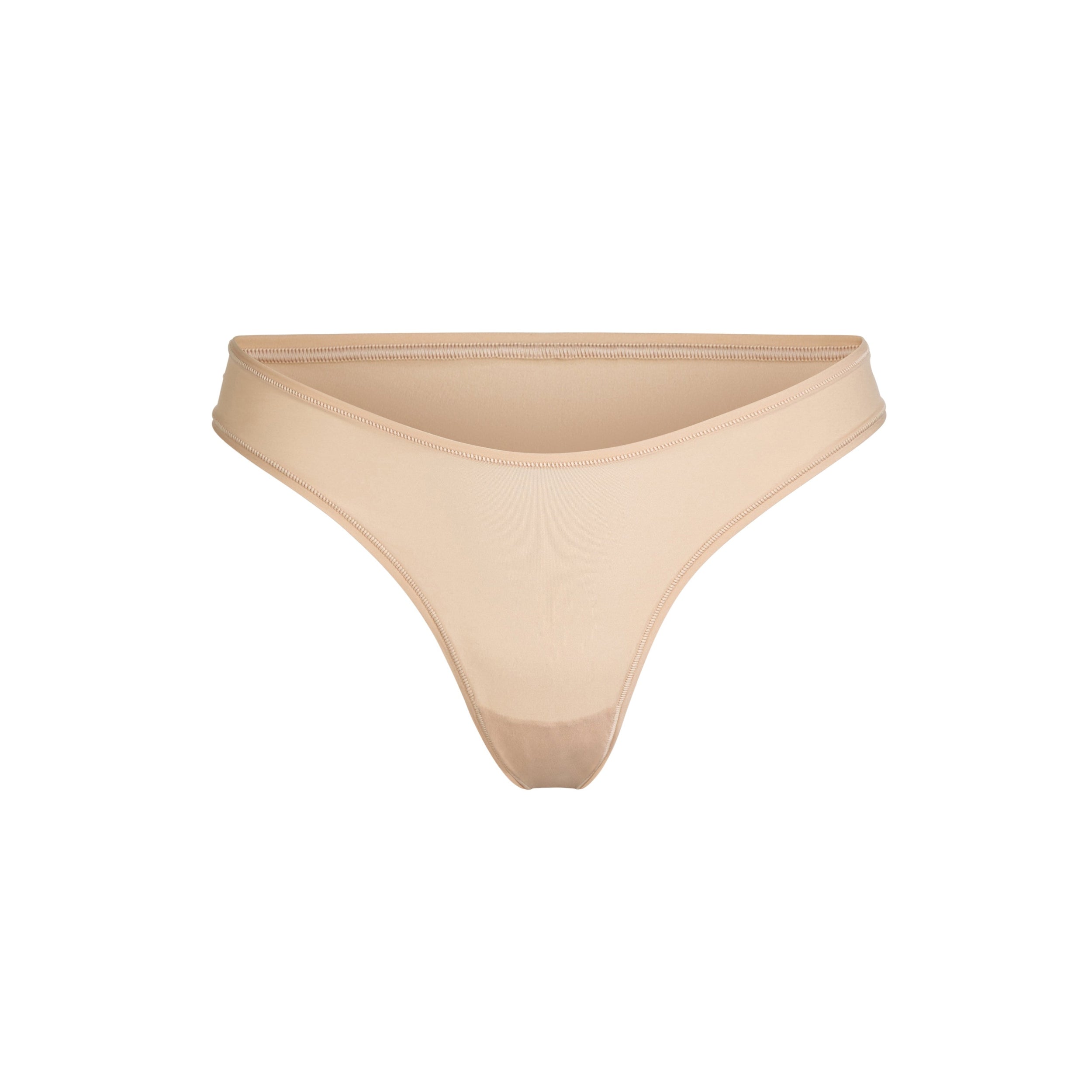 FITS EVERYBODY DIPPED FRONT THONG | CLAY (THONGS, PANTIES) LAYS FLAT ON A WHITE BACKGROUND | FLT