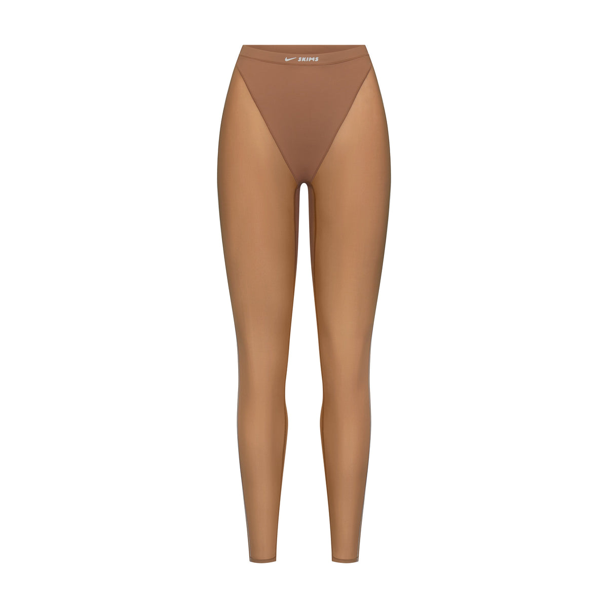 NikeSKIMS WEIGHTLESS LAYERS V-LINE 26" LEGGING | CAROB BROWN FLAT ON A WHITE BACKGROUND | FLT