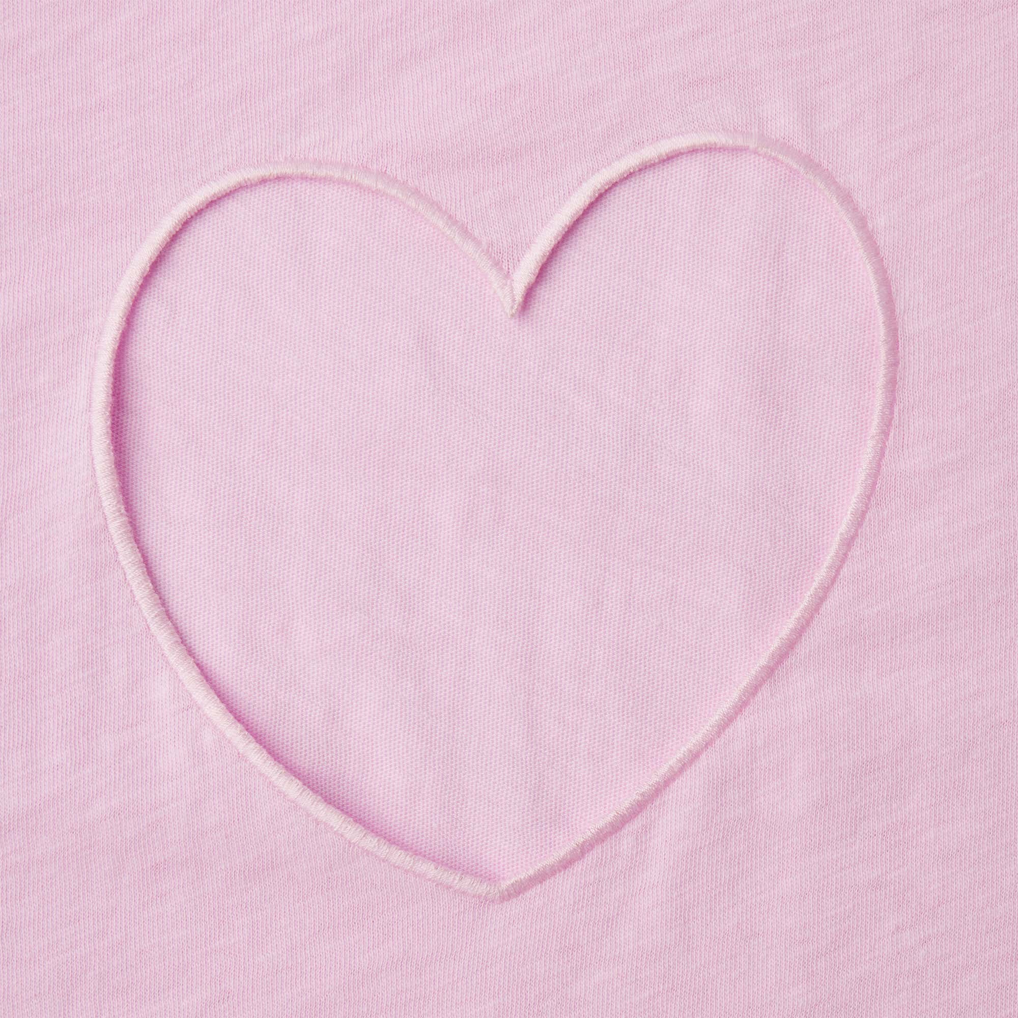 WORN IN JERSEY HEART OVERSIZED T-SHIRT | BABY PINK ADDITIONAL FABRIC DETAILS