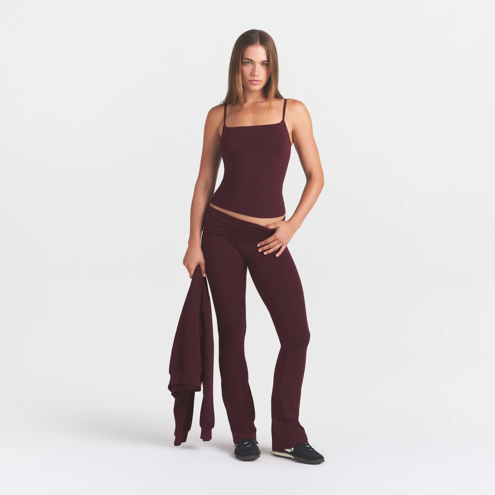 COTTON JERSEY CAMI | CURRANT ON A MODEL FRONT VIEW @ | FOCUS: 0.0, 1.0, 0.9
