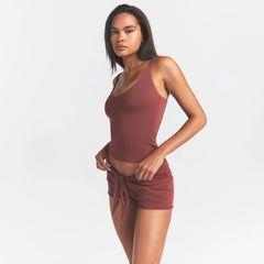 SMOOTH LAYERS SCOOP NECK CAMI | HENNA ON A MODEL SIDE VIEW @ | FOCUS: 0.0, 1.0, 0.9