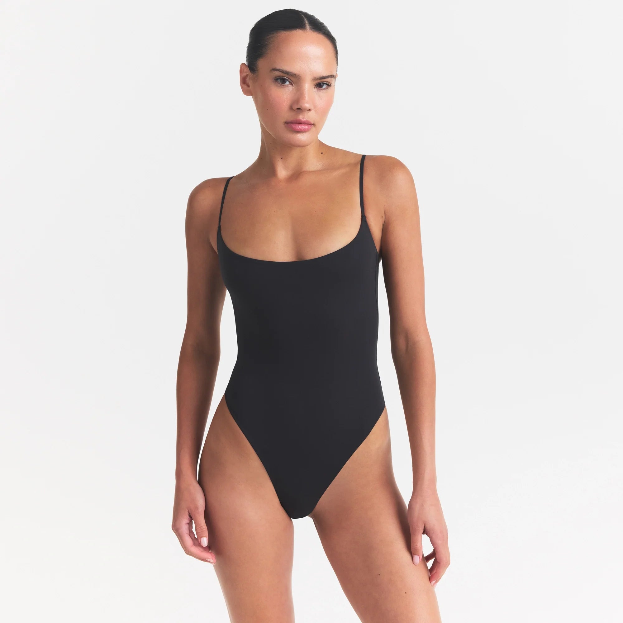 FITS EVERYBODY CAMI BODYSUIT | ONYX ON A MODEL SIDE VIEW VIEW @ | FOCUS: 0.0, 1.0, 0.9