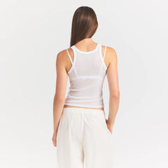 SHEER RIB TANK | SNOW ON A MODEL SIDE VIEW @ | FOCUS: 0.0, 1.0, 0.9