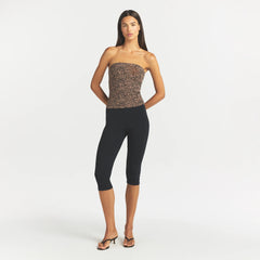 COTTON JERSEY TUBE TOP | SIENNA NATURAL LEOPARD ON A MODEL FRONT VIEW @ | FOCUS: 0.0, 1.0, 0.9