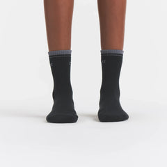 RIBBED QUARTER CREW LOGO SOCK | ONYX AND DARK HEATHER GREY ON A MODEL | FOCUS: 0.0, 1.0, 0.9