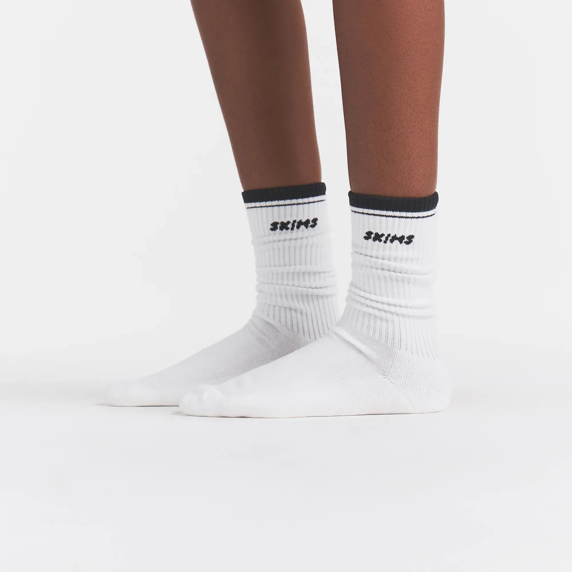RIBBED CREW LOGO SOCK 3-PACK | STONE MULTI ON A MODEL | FOCUS: 0.0, 1.0, 0.9