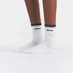 RIBBED CREW LOGO SOCK 3-PACK | STONE MULTI ON A MODEL | FOCUS: 0.0, 1.0, 0.9