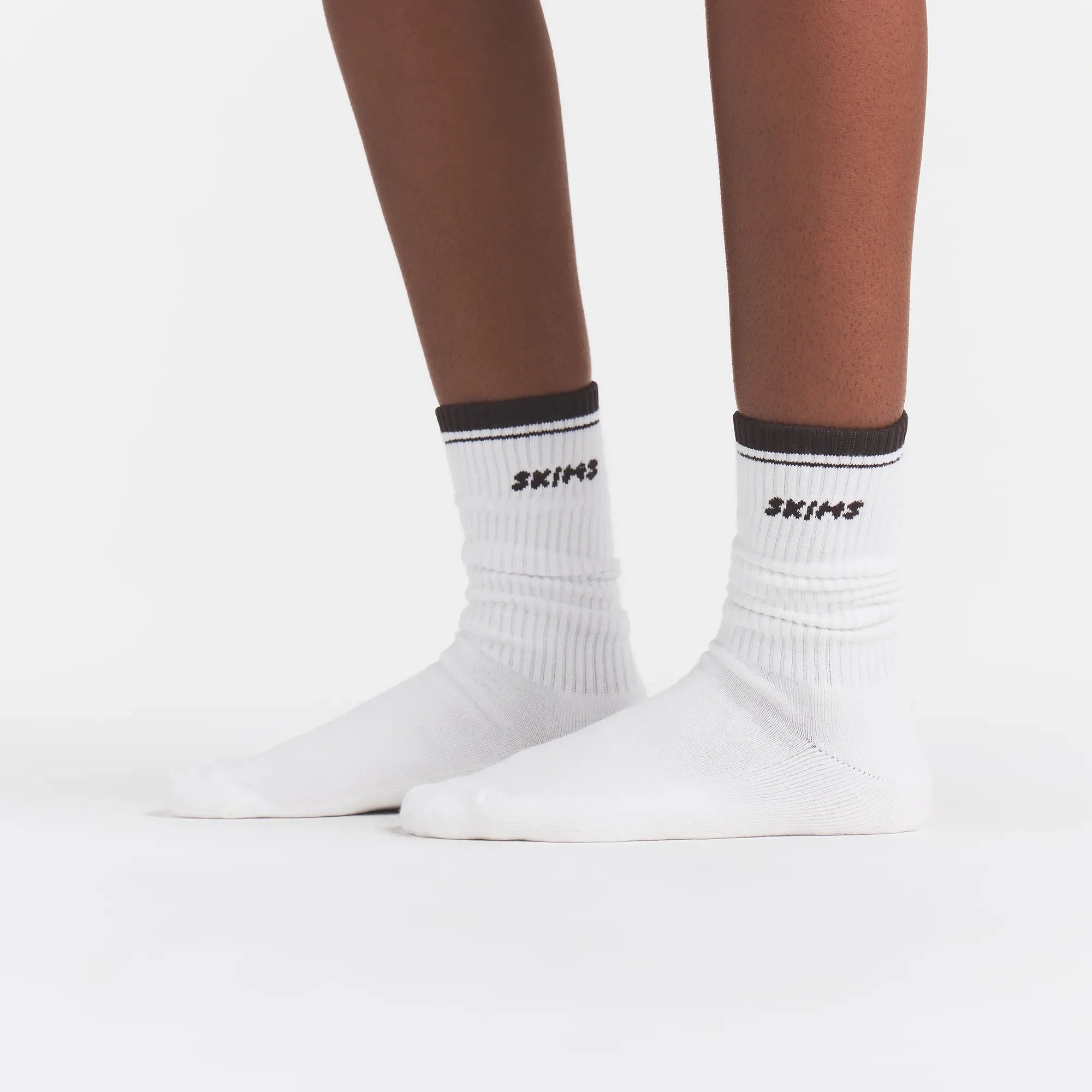RIBBED CREW LOGO SOCK 3-PACK | STONE MULTI ON A MODEL | FOCUS: 0.0, 1.0, 0.9