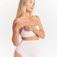 COTTON JERSEY MATERNITY NURSING SCOOP BRALETTE | MARBLE ON A MODEL FRONT VIEW @ | FOCUS: 0.0, 1.0, 0.9