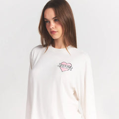 BOYFRIEND LONG SLEEVE T-SHIRT AND SHORT BOXER SET | MARBLE HEART BANNER ON A MODEL FRONT VIEW @ | FOCUS: 0.0, 1.0, 0.9