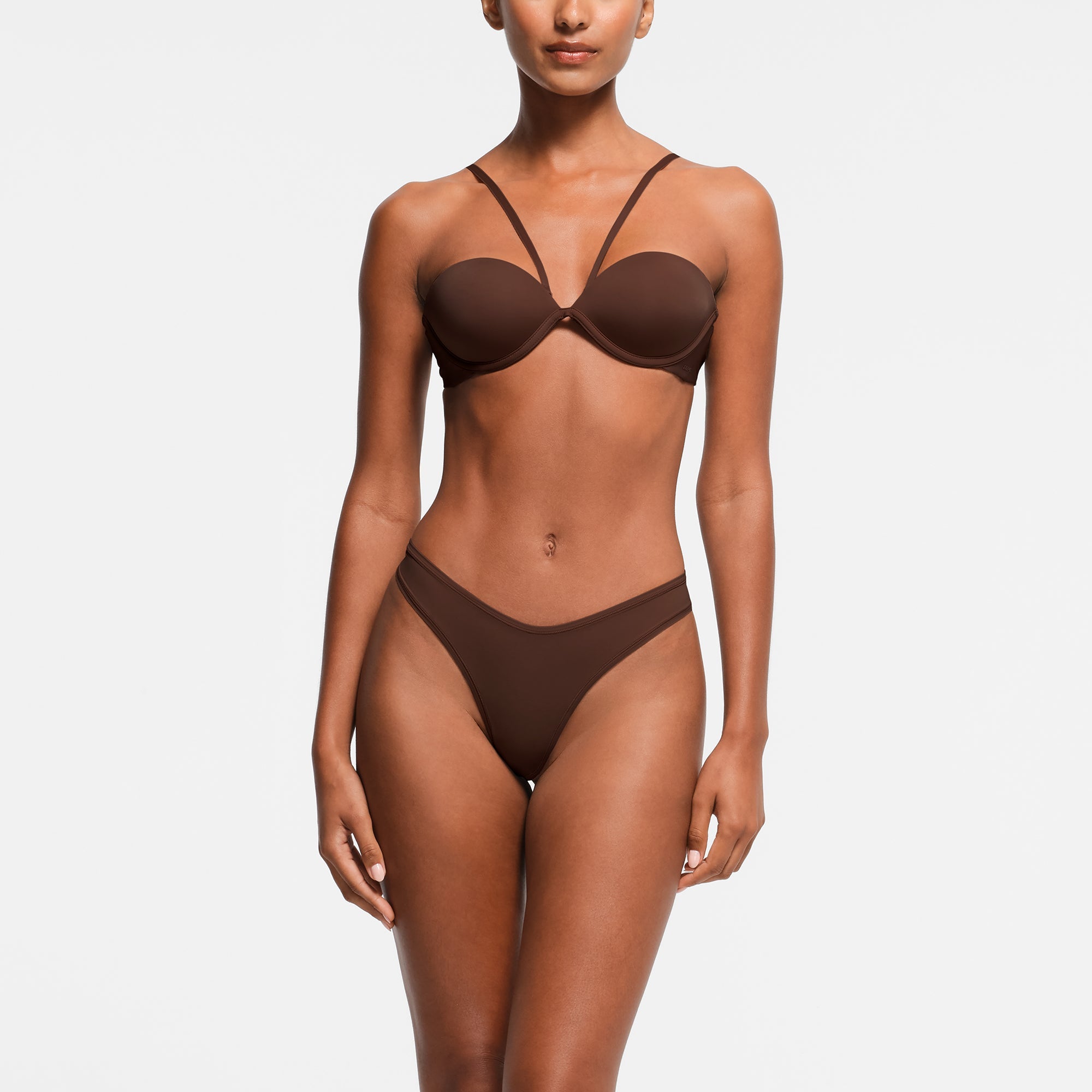 MULTI-WAY BRA  | COCOA ON A MODEL FRONT VIEW
