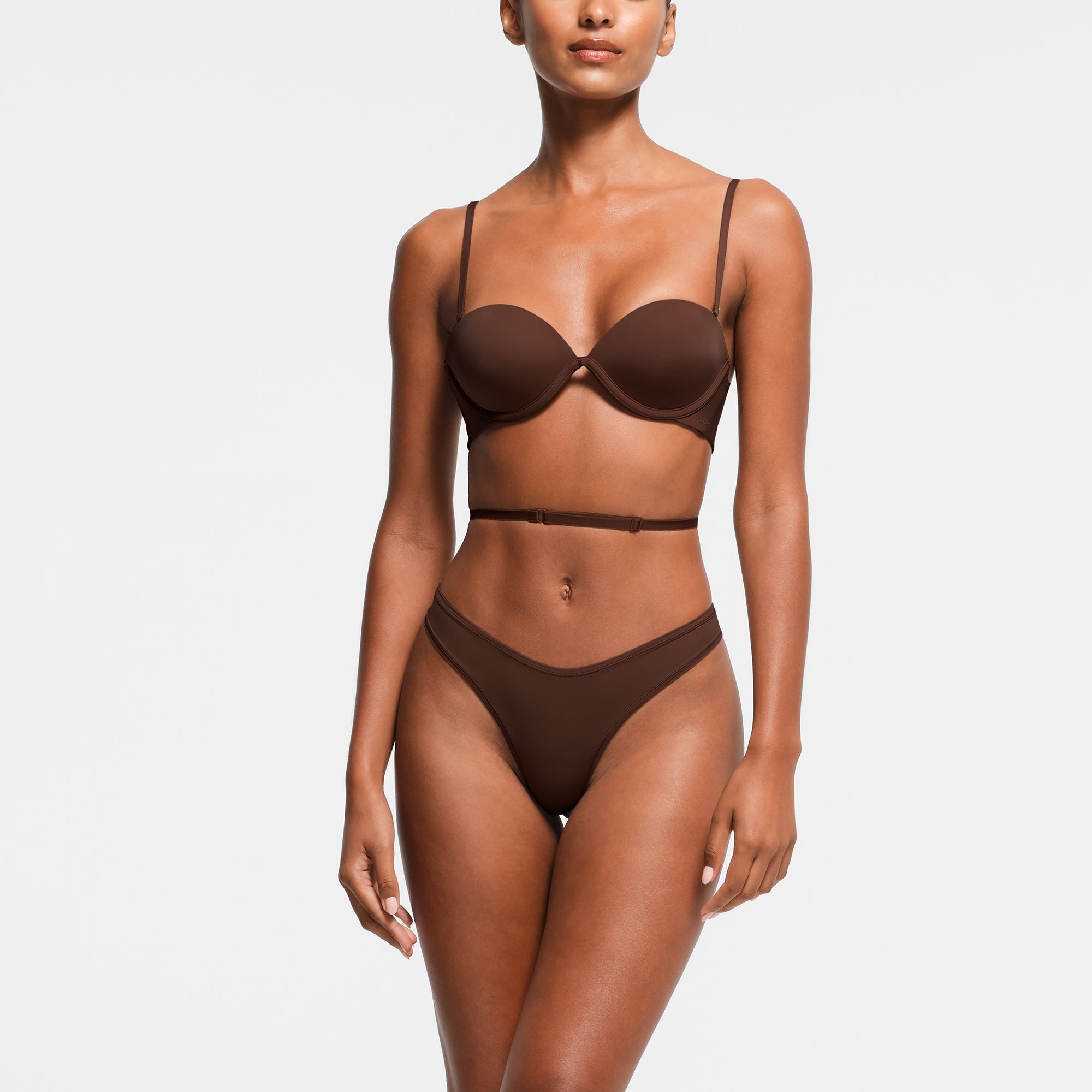 MULTI-WAY BRA  | COCOA ON A MODEL FRONT VIEW