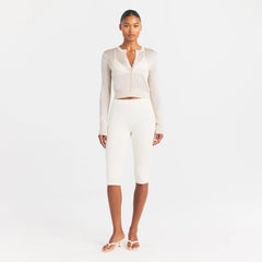 SLINKY KNIT CARDIGAN | BUFF ON A MODEL FRONT VIEW @ | FOCUS: 0.0, 1.0, 0.9