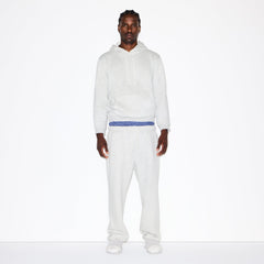 FLEECE LOUNGE MENS CLASSIC HOODIE | LIGHT HEATHER GREY ON A MODEL FRONT VIEW @ | FOCUS: 0.0, 1.0, 0.9