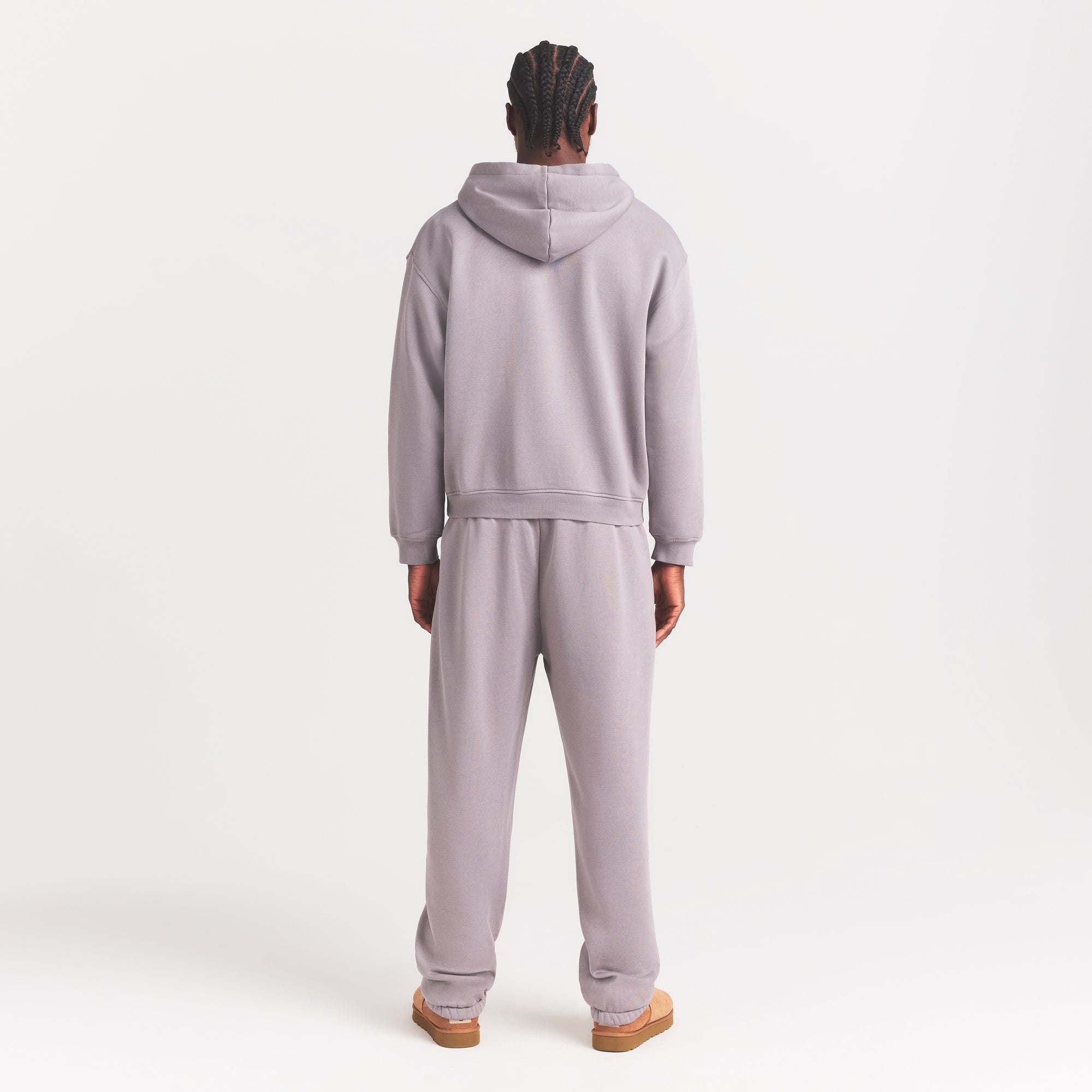 FLEECE LOUNGE MENS CLASSIC HOODIE | SHADOW ON A MODEL FRONT VIEW @ | FOCUS: 0.0, 1.0, 0.9