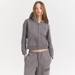 BOYFRIEND FLEECE ZIP UP HOODIE | SHADOW ON A MODEL FRONT VIEW @ | FOCUS: 0.0, 1.0, 0.9