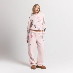 COTTON FLEECE CLASSIC HOODIE | BARELY PINK ANGEL SKETCH ON A MODEL FRONT VIEW @ | FOCUS: 0.0, 1.0, 0.9