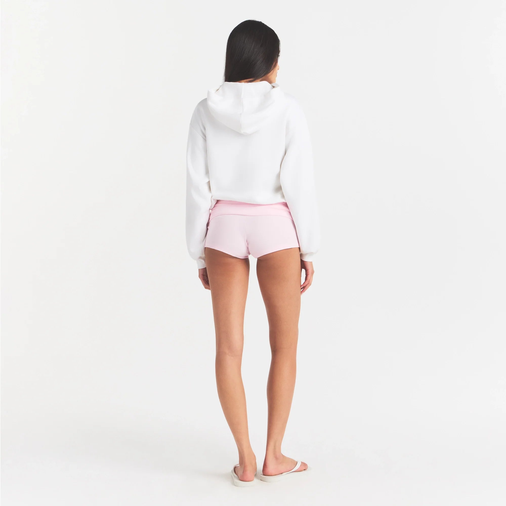 COTTON FLEECE CLASSIC HOODIE | SNOW IN MY BAG ON A MODEL FRONT VIEW @ | FOCUS: 0.0, 1.0, 0.9