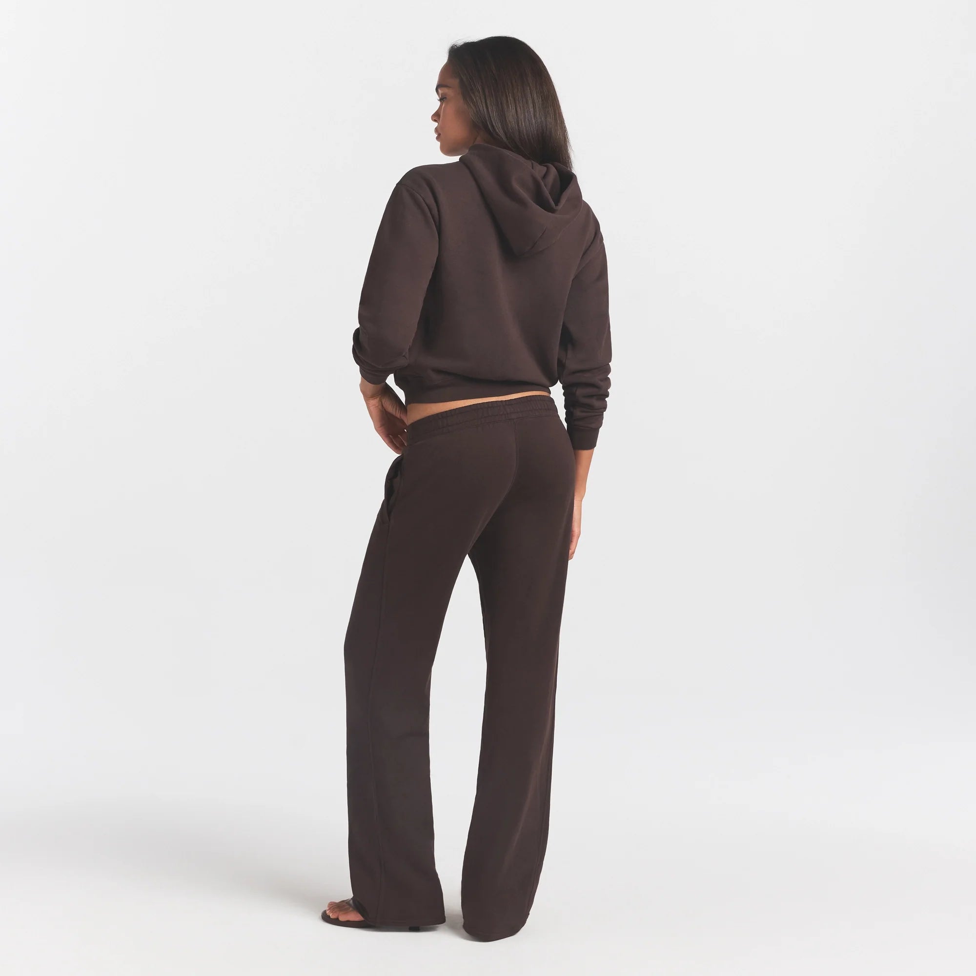 FRENCH TERRY ZIP UP HOODIE | ESPRESSO ON A MODEL FRONT VIEW @ | FOCUS: 0.0, 1.0, 0.9