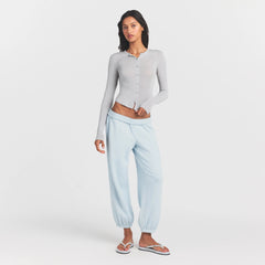 SHEER MODAL CARDIGAN | HEATHER GREY ON A MODEL FRONT VIEW @ | FOCUS: 0.0, 1.0, 0.9