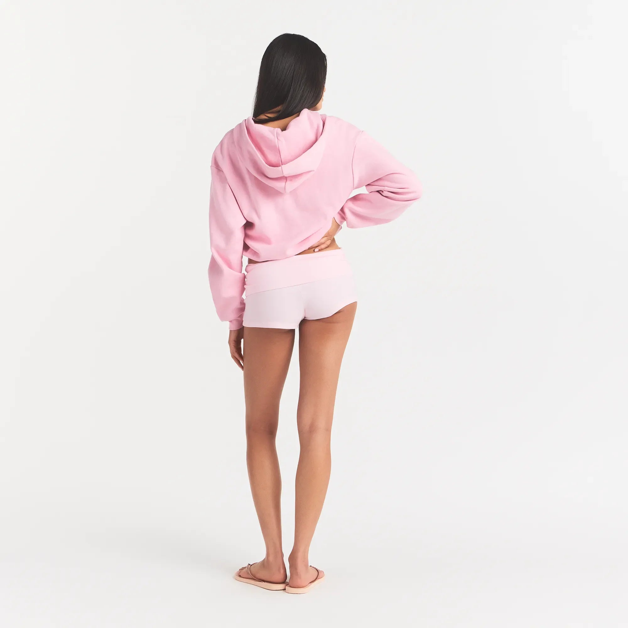 COTTON FLEECE LOGO CLASSIC ZIP UP HOODIE | HALITE WITH SNOW LOGO ON A MODEL BACK VIEW @ | FOCUS: 0.0, 1.0, 0.9