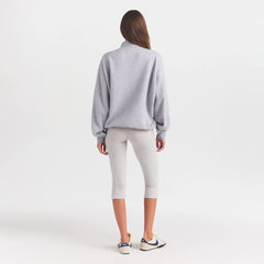 COTTON FLEECE MOCK NECK QUARTER ZIP | HEATHER GREY ON A MODEL FRONT VIEW @ | FOCUS: 0.0, 1.0, 0.9