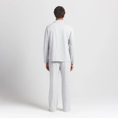 JERSEY SLEEP MENS SLEEP SET | LIGHT HEATHER GREY ON A MODEL BACK VIEW @ | FOCUS: 0.0, 1.0, 0.9