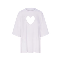 WORN IN JERSEY HEART OVERSIZED T-SHIRT | SNOW FLAT ON A WHITE BACKGROUND | FLT