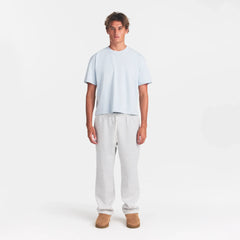 HEAVYWEIGHT COTTON MENS RELAXED CROPPED CREWNECK | ATMOSPHERE ON A MODEL FRONT VIEW @ | FOCUS: 0.0, 1.0, 0.9