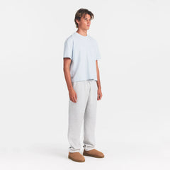 HEAVYWEIGHT COTTON MENS RELAXED CROPPED CREWNECK | ATMOSPHERE ON A MODEL SIDE VIEW @ | FOCUS: 0.0, 1.0, 0.9