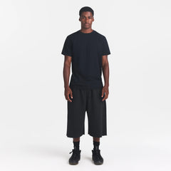 HEAVYWEIGHT COTTON MENS RELAXED CROPPED CREWNECK | OBSIDIAN ON A MODEL FRONT VIEW @ | FOCUS: 0.0, 1.0, 0.9