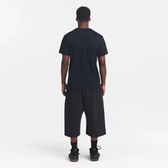 HEAVYWEIGHT COTTON MENS RELAXED CROPPED CREWNECK | OBSIDIAN ON A MODEL BACK VIEW @ | FOCUS: 0.0, 1.0, 0.9
