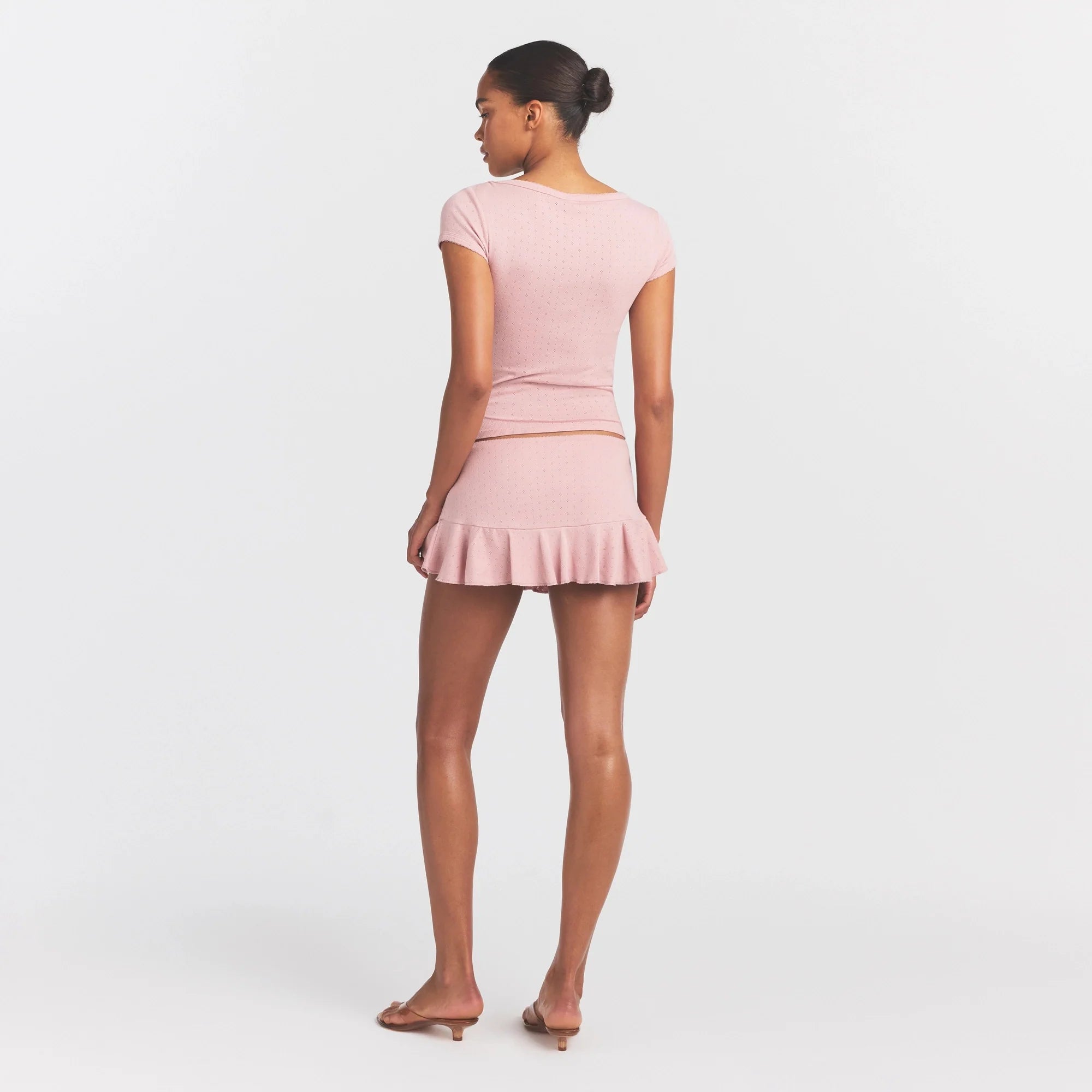 HEAVY POINTELLE BOATNECK TEE | MORGANITE ON A MODEL FRONT VIEW @ | FOCUS: 0.0, 1.0, 0.9