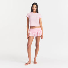 WORN IN JERSEY T-SHIRT | PEONY SKIMS BOW ON A MODEL FRONT VIEW @ | FOCUS: 0.0, 1.0, 0.9