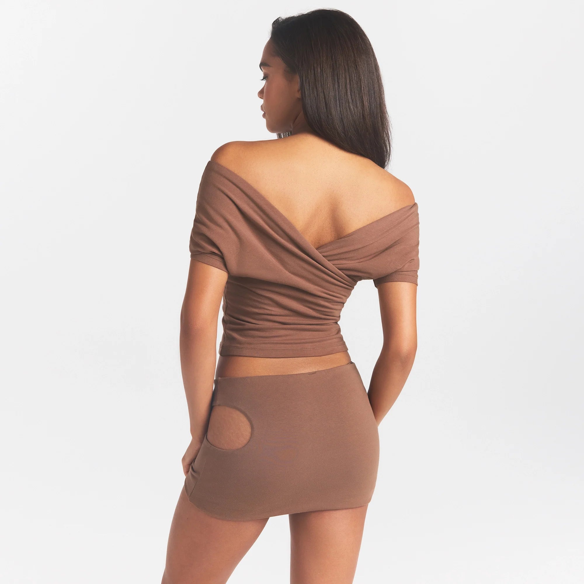 COTTON JERSEY WRAP TOP | JASPER ON A MODEL SIDE VIEW @ | FOCUS: 0.0, 1.0, 0.9