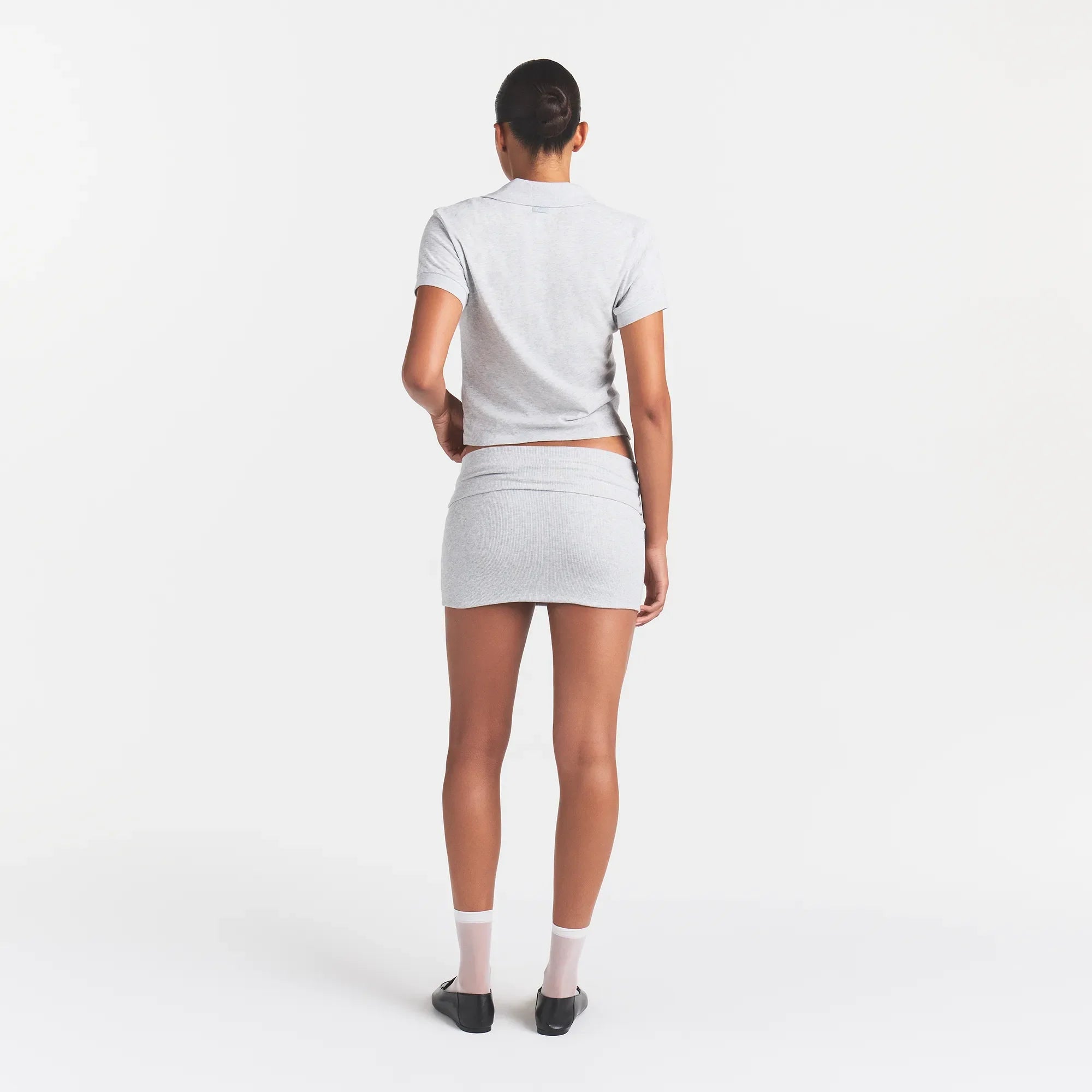WORN IN JERSEY POLO | LIGHT HEATHER GREY & LAYS FLAT ON A WHITE BACKGROUND | FLT