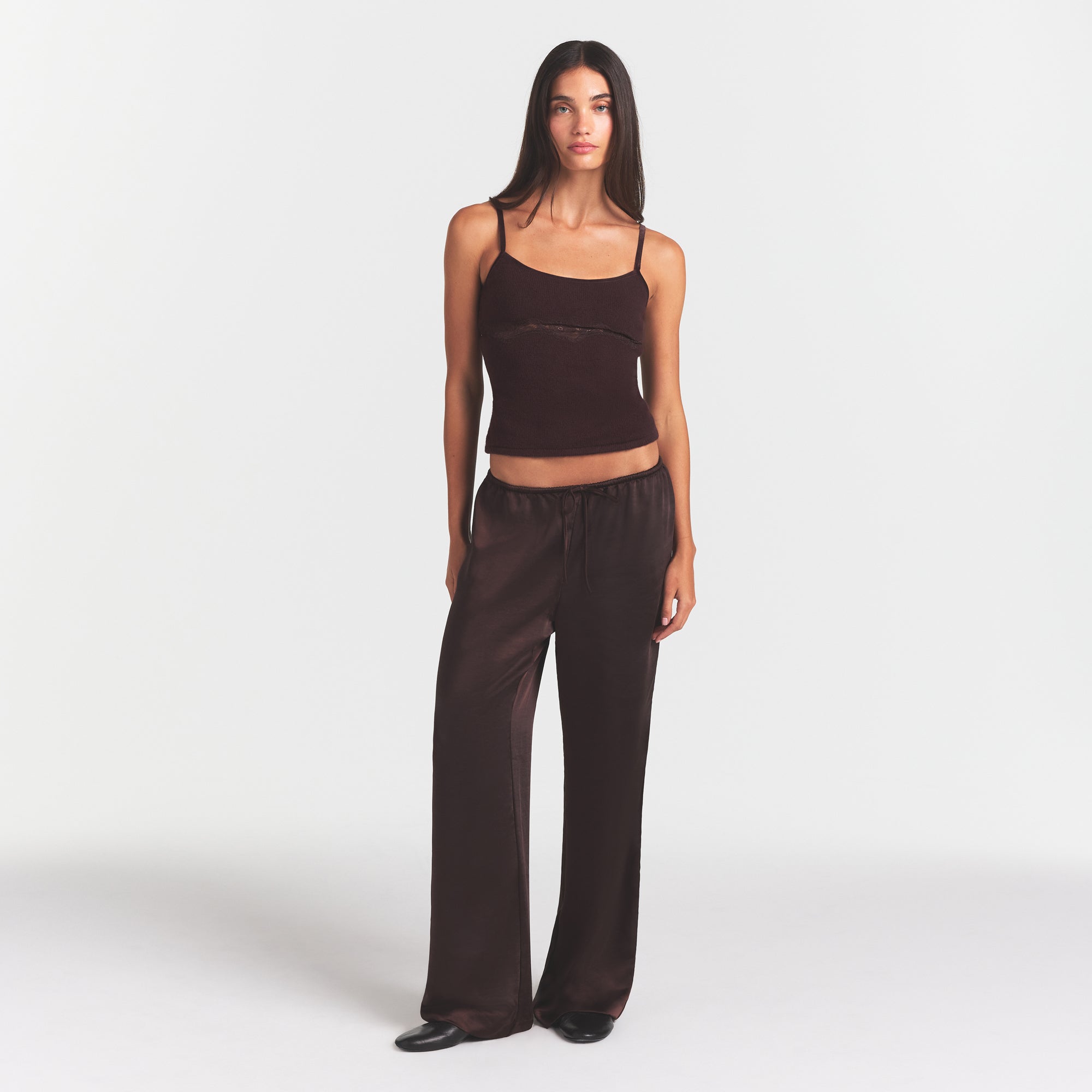 LACE KNIT TANK | PHOENIX ON A MODEL FRONT VIEW @ | FOCUS: 0.0, 1.0, 0.9