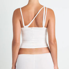 VETTESE X SKIMS SHEER MODAL TOP | ECRU ON A MODEL BACK VIEW | FOCUS: 0.0, 1.0, 0.9 @ | FOCUS: 0.0, 1.0, 0.9