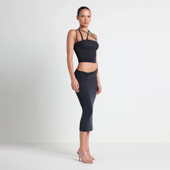 VETTESE X SKIMS SHEER MODAL TOP | ONYX ON A MODEL SIDE VIEW