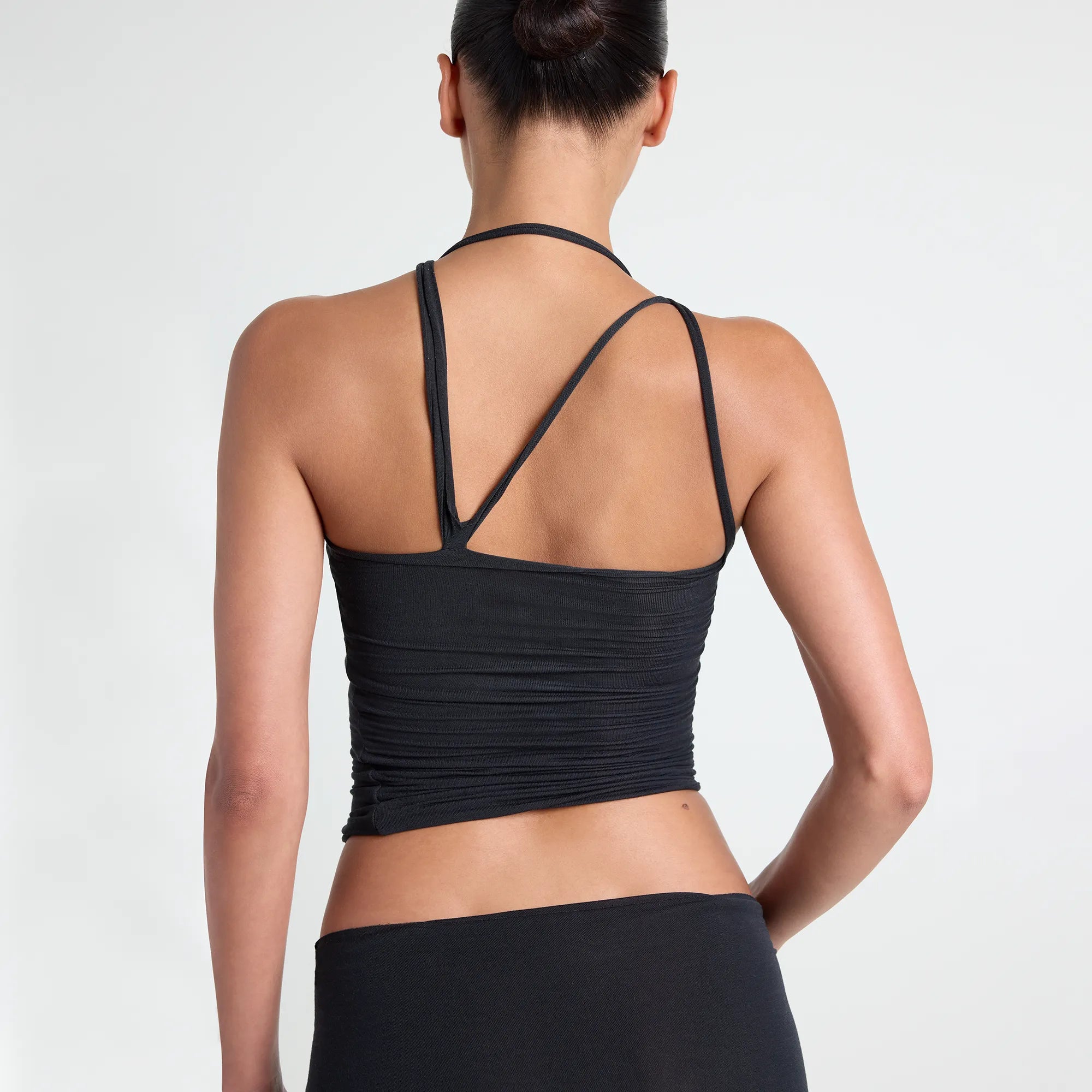VETTESE X SKIMS SHEER MODAL TOP | ONYX ON A MODEL BACK VIEW
