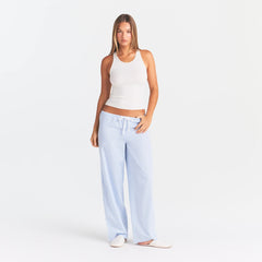 RIB SLEEP TANK | IVORY ON A MODEL | FOCUS: 0.0, 1.0, 0.9