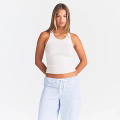 RIB SLEEP TANK | IVORY ON A MODEL | FOCUS: 0.0, 1.0, 0.9