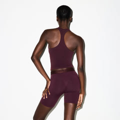 NikeSKIMS VINTAGE SEAMLESS RACER BACK TANK | CURRANT ON A MODEL FRONT VIEW @ | FOCUS: 0.0, 1.0, 0.9