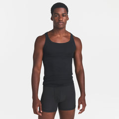 SKIMS COTTON MENS RIB TANK 3-PACK | JUNGLE MULTI ON A MODEL FRONT VIEW @ | FOCUS: 0.0, 1.0, 0.9