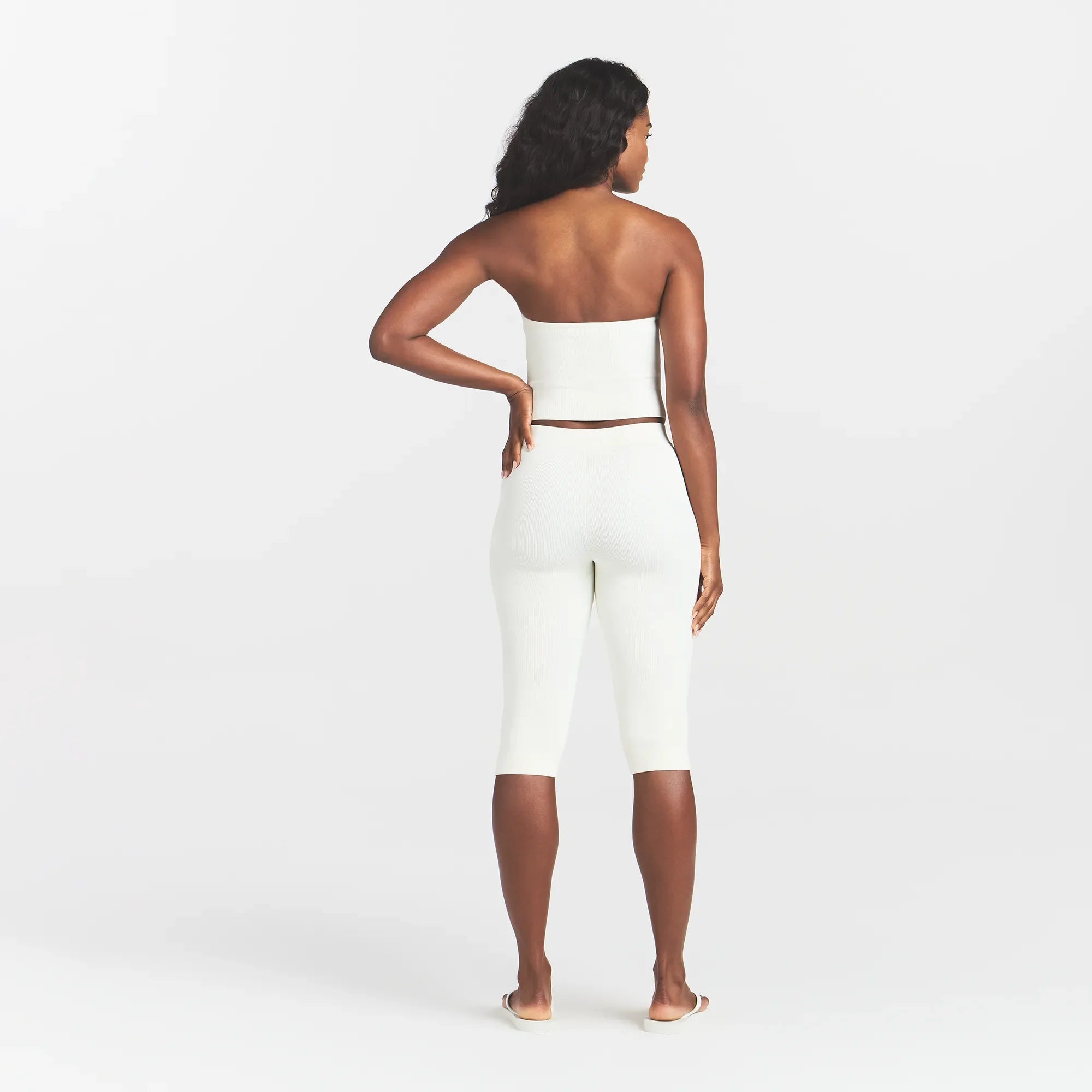 REFINED KNIT TUBE TOP | EGRET ON A MODEL FRONT VIEW @ | FOCUS: 0.0, 1.0, 0.9